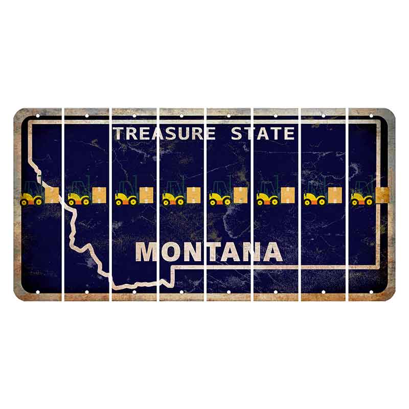 Montana Blue Treasure State Cut License Plate Strips (Set of 8) Forklift