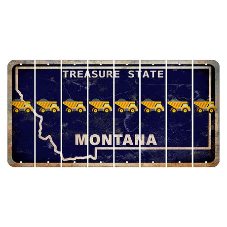 Montana Blue Treasure State Cut License Plate Strips (Set of 8) Dump Truck