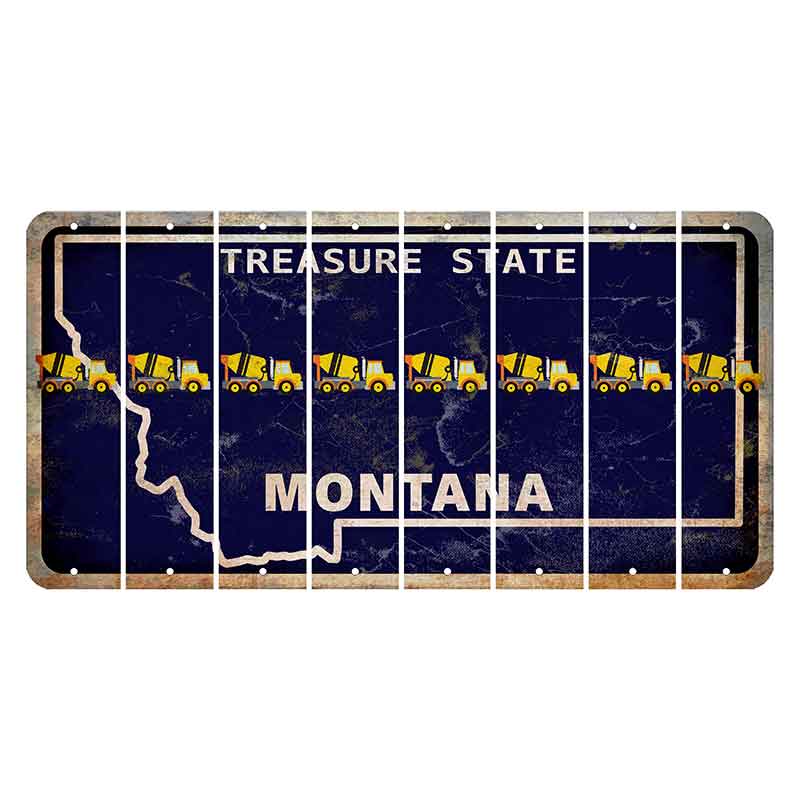 Montana Blue Treasure State Cut License Plate Strips (Set of 8) Cement Truck