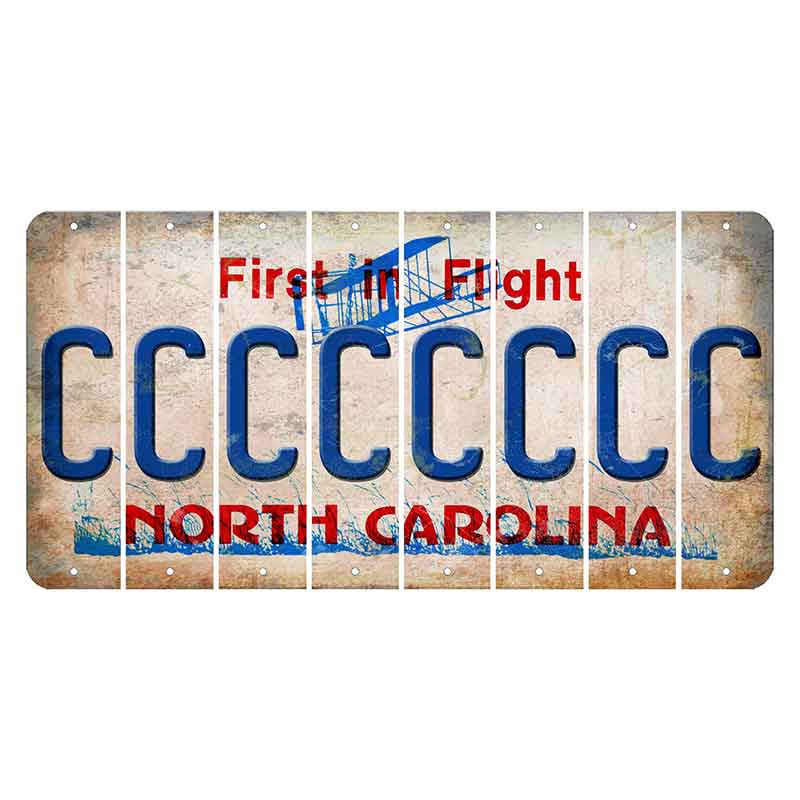 North Carolina First in Flight Cut License Plate Strips (Set of 8) C