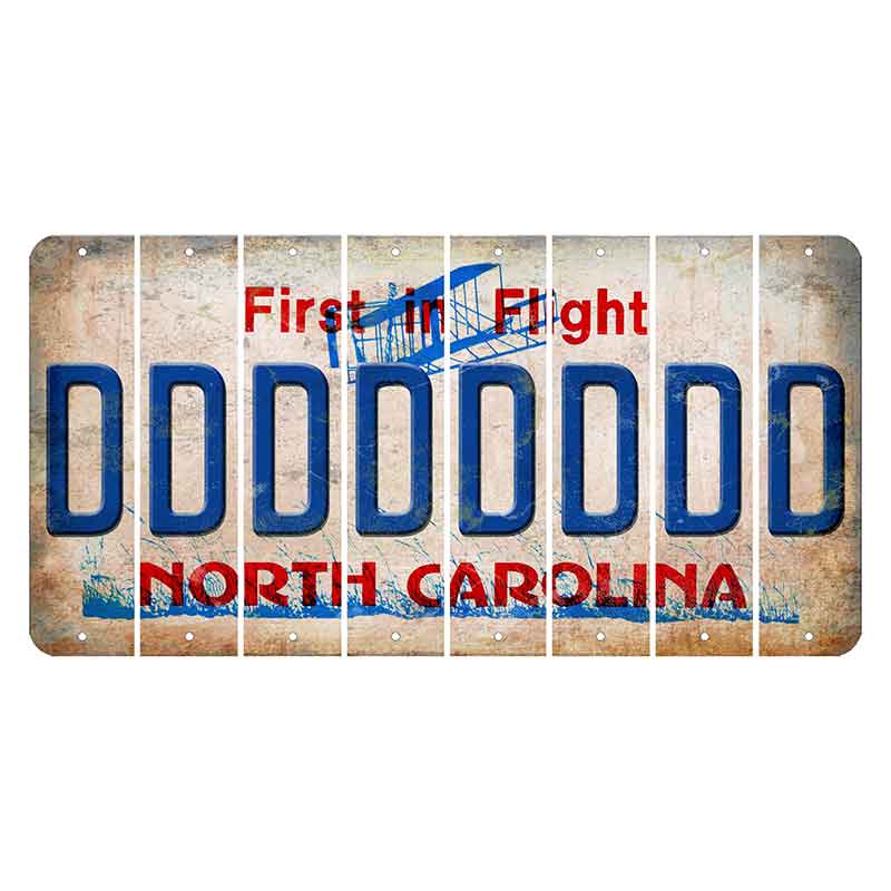 North Carolina First in Flight Cut License Plate Strips (Set of 8) D