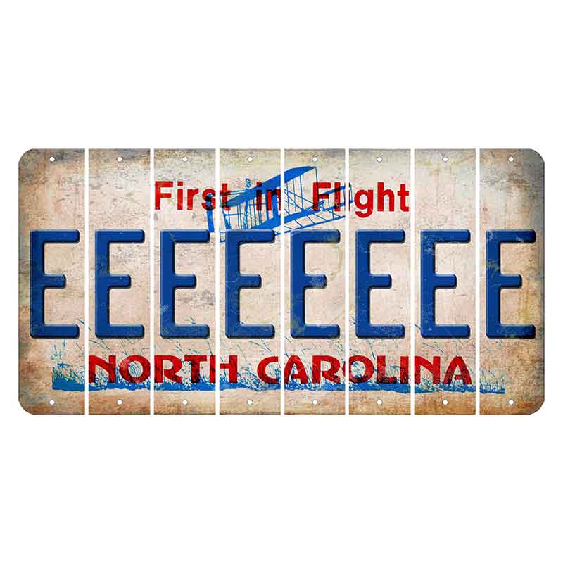 North Carolina First in Flight Cut License Plate Strips (Set of 8) E