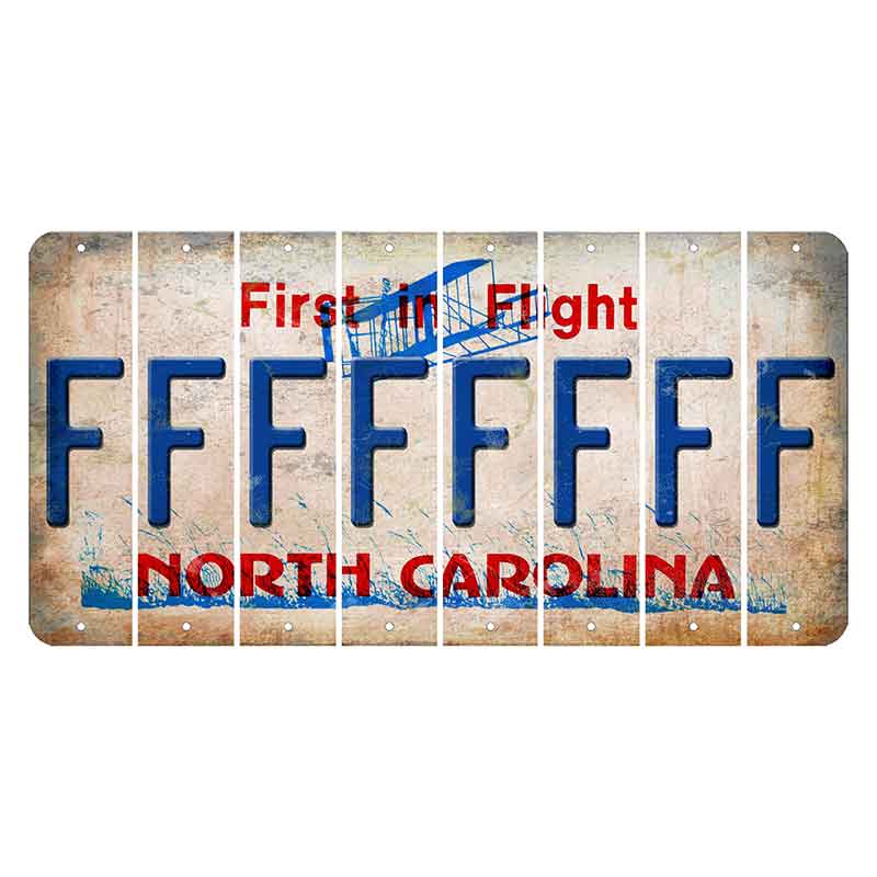 North Carolina First in Flight Cut License Plate Strips (Set of 8) F