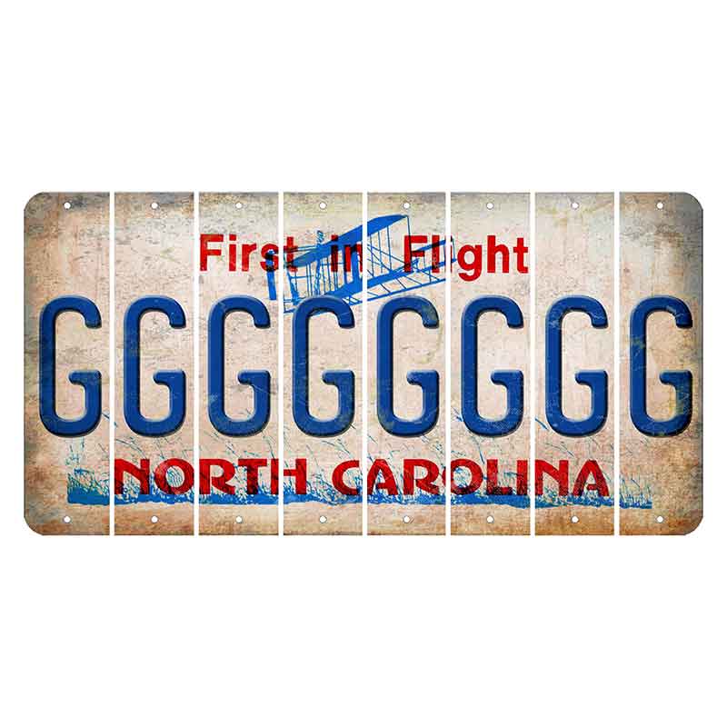 North Carolina First in Flight Cut License Plate Strips (Set of 8) G