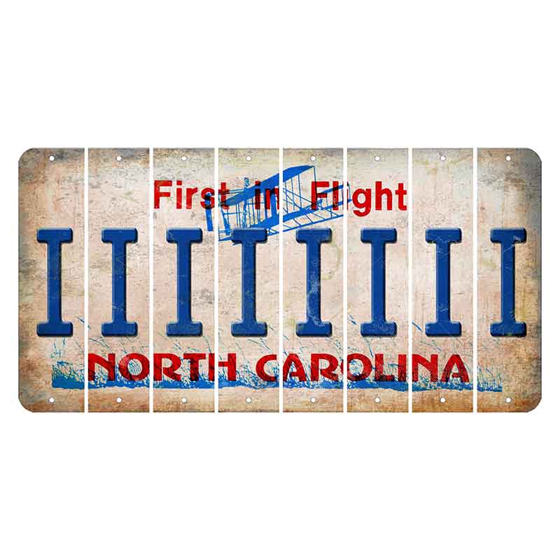 North Carolina First in Flight Cut License Plate Strips (Set of 8) I