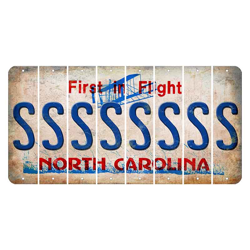 North Carolina First in Flight Cut License Plate Strips (Set of 8) S