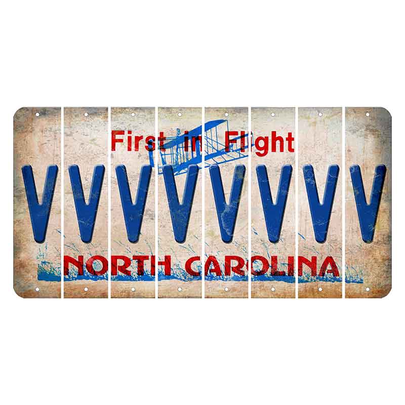 North Carolina First in Flight Cut License Plate Strips (Set of 8) V