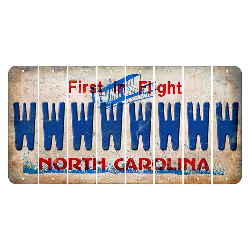 North Carolina First in Flight Cut License Plate Strips (Set of 8) W