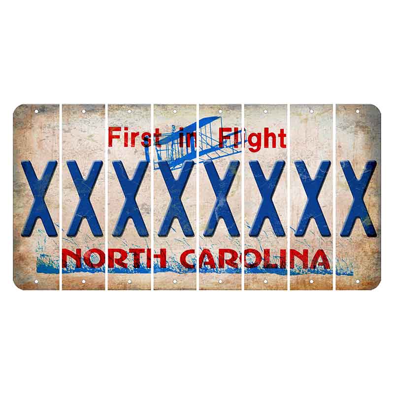 North Carolina First in Flight Cut License Plate Strips (Set of 8) X