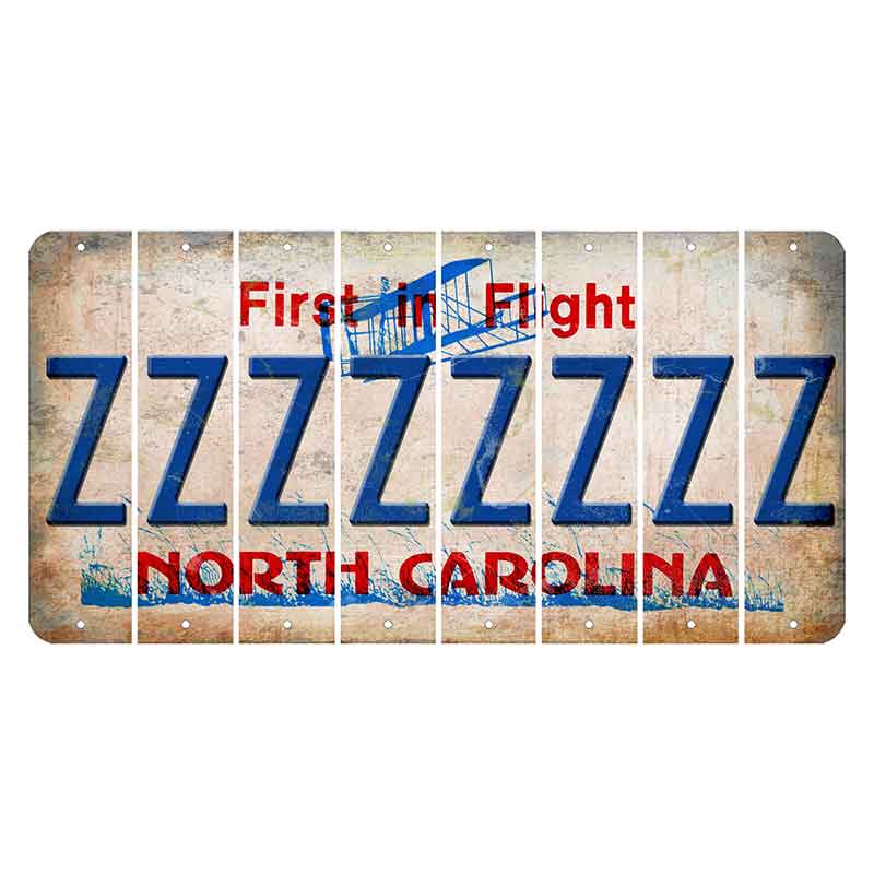 North Carolina First in Flight Cut License Plate Strips (Set of 8) Z