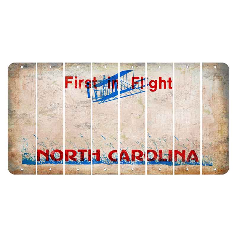 North Carolina First in Flight Cut License Plate Strips (Set of 8) Blank