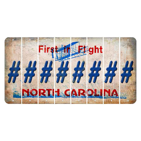 North Carolina First in Flight Cut License Plate Strips (Set of 8) Hashtag