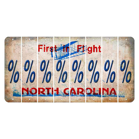 North Carolina First in Flight Cut License Plate Strips (Set of 8) Percent Sign