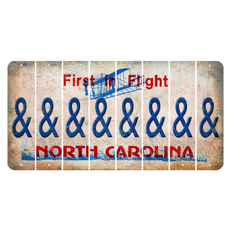 North Carolina First in Flight Cut License Plate Strips (Set of 8) And Sign