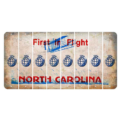 North Carolina First in Flight Cut License Plate Strips (Set of 8) Grenade