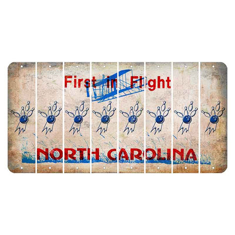 North Carolina First in Flight Cut License Plate Strips (Set of 8) Bowling