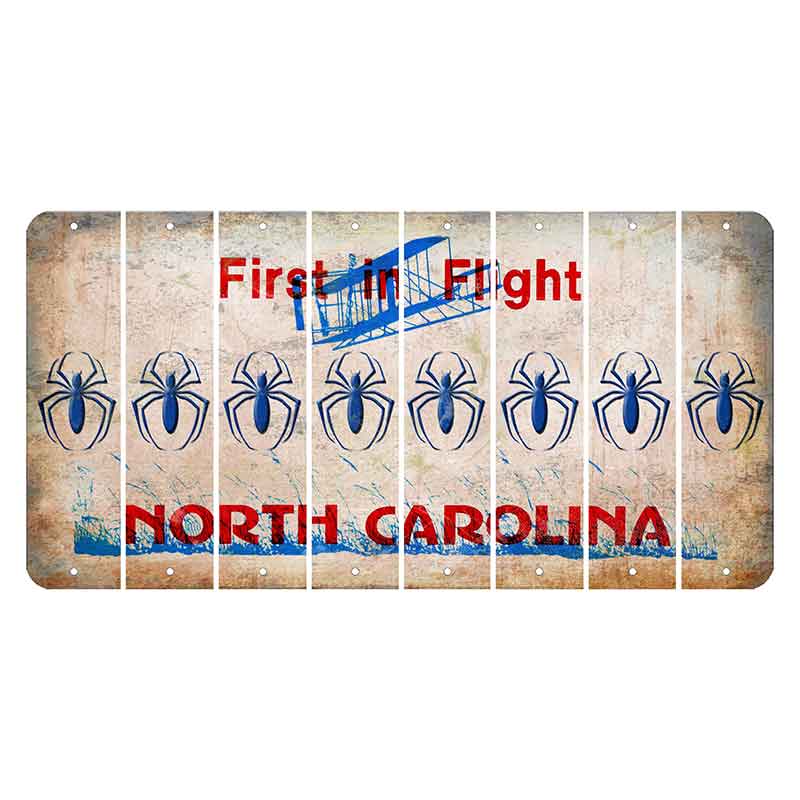 North Carolina First in Flight Cut License Plate Strips (Set of 8) Spider