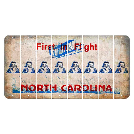 North Carolina First in Flight Cut License Plate Strips (Set of 8) Santa Claus