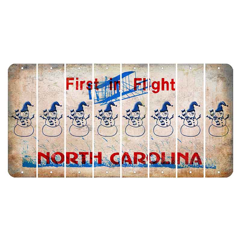 North Carolina First in Flight Cut License Plate Strips (Set of 8) Snowman