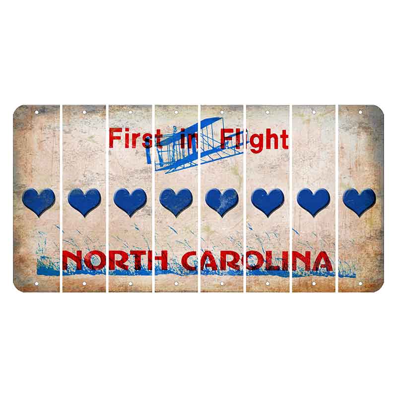 North Carolina First in Flight Cut License Plate Strips (Set of 8) Heart