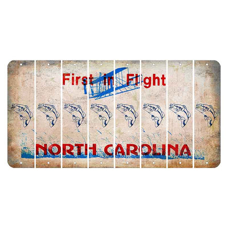 North Carolina First in Flight Cut License Plate Strips (Set of 8) Fish