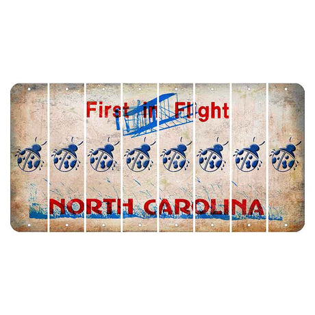 North Carolina First in Flight Cut License Plate Strips (Set of 8) Ladybug