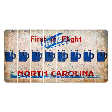 North Carolina First in Flight Cut License Plate Strips (Set of 8) Beer Mug