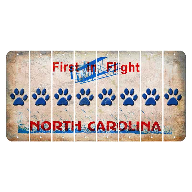 North Carolina First in Flight Cut License Plate Strips (Set of 8) Dog Paw