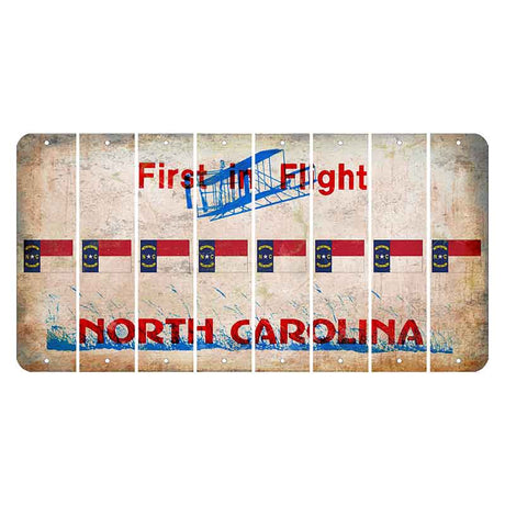 North Carolina First in Flight Cut License Plate Strips (Set of 8) State Flag