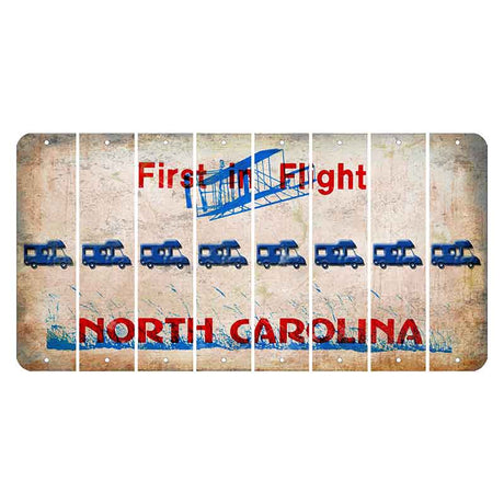 North Carolina First in Flight Cut License Plate Strips (Set of 8) Camper