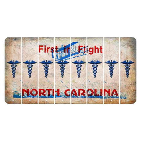 North Carolina First in Flight Cut License Plate Strips (Set of 8) Caduceus