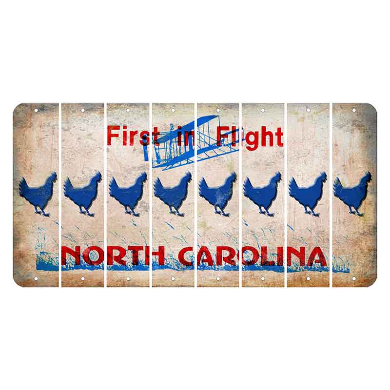 North Carolina First in Flight Cut License Plate Strips (Set of 8) Chicken