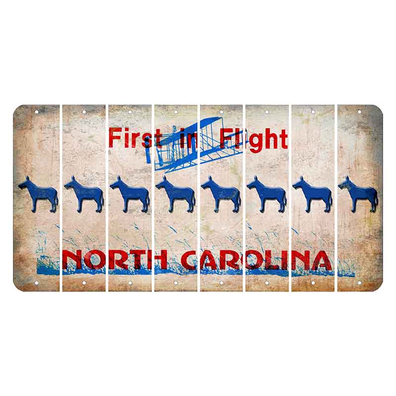 North Carolina First in Flight Cut License Plate Strips (Set of 8) Donkey