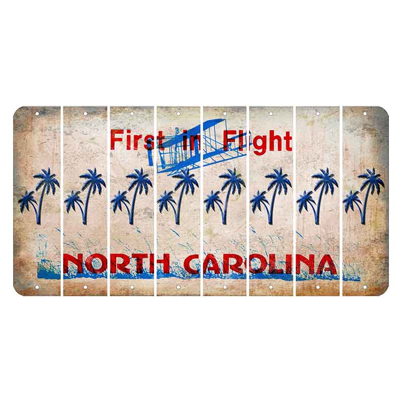 North Carolina First in Flight Cut License Plate Strips (Set of 8) Palm Trees