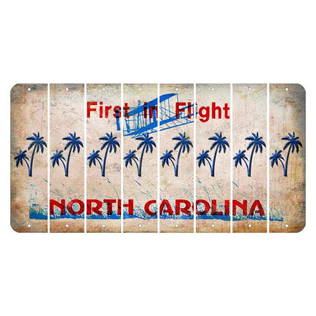 North Carolina First in Flight Cut License Plate Strips (Set of 8) Palm Trees