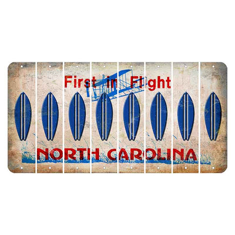 North Carolina First in Flight Cut License Plate Strips (Set of 8) Surfboard