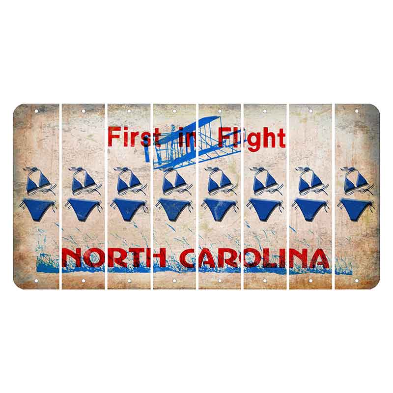 North Carolina First in Flight Cut License Plate Strips (Set of 8) Bikini