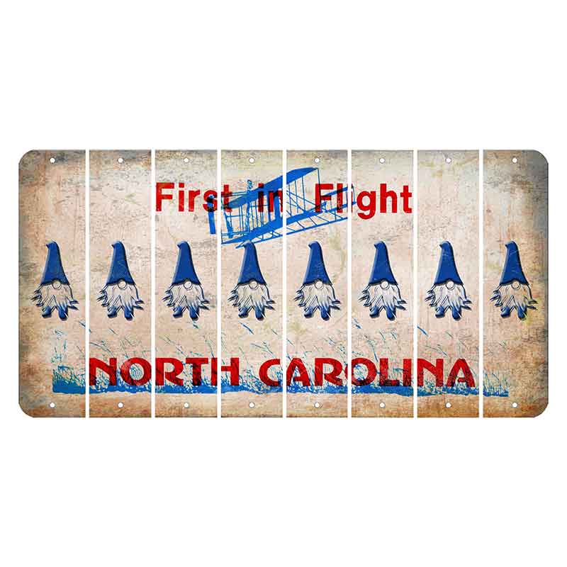 North Carolina First in Flight Cut License Plate Strips (Set of 8) Gnome