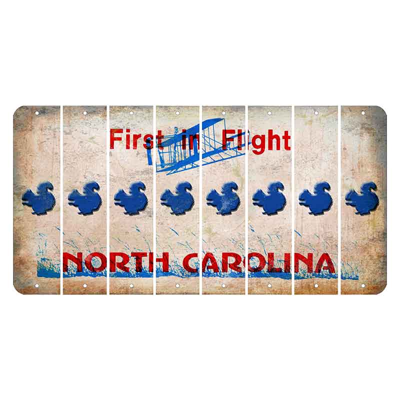 North Carolina First in Flight Cut License Plate Strips (Set of 8) Squirrel