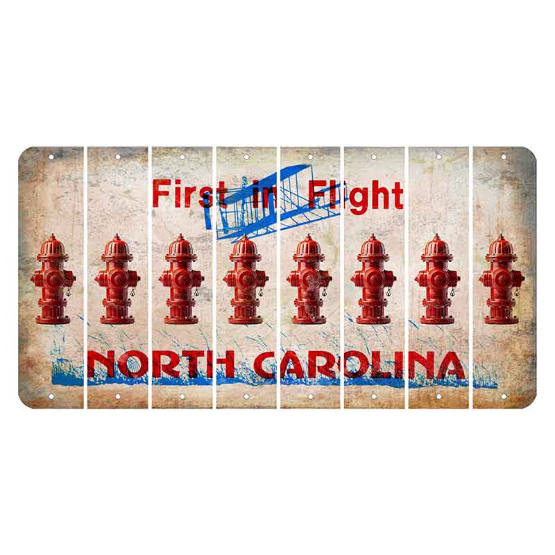 North Carolina First in Flight Cut License Plate Strips (Set of 8) Fire Hydrant