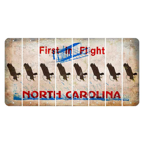 North Carolina First in Flight Cut License Plate Strips (Set of 8) Bald Eagle