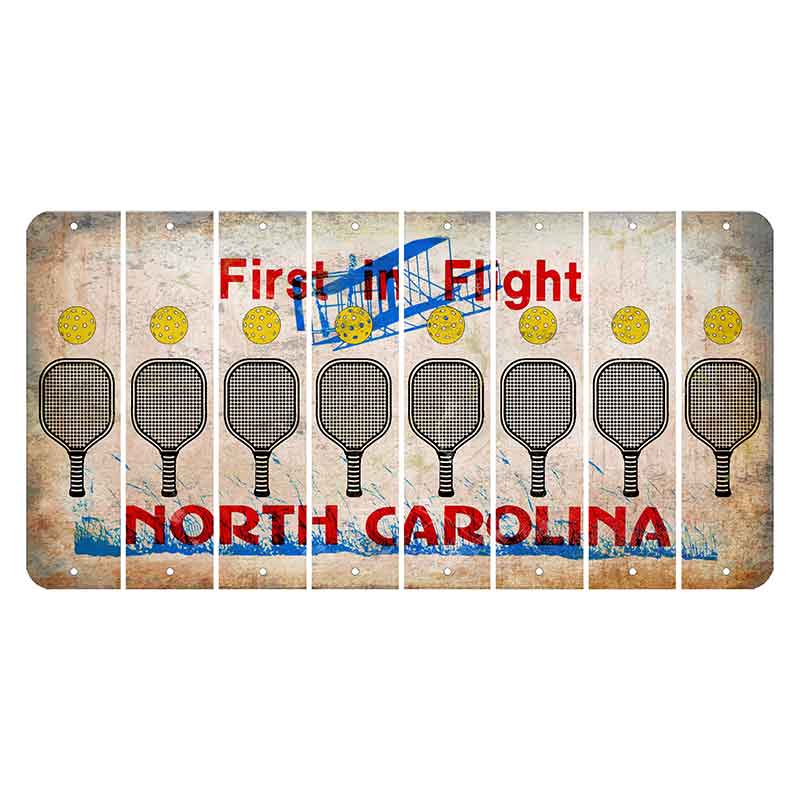 North Carolina First in Flight Cut License Plate Strips (Set of 8) Pickleball