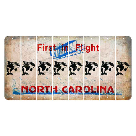 North Carolina First in Flight Cut License Plate Strips (Set of 8) Whale