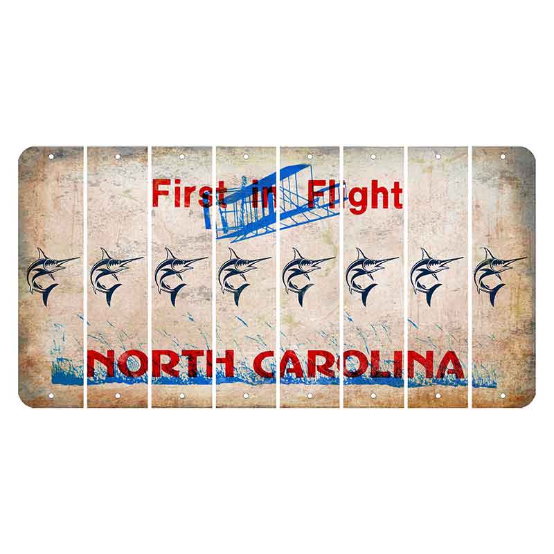 North Carolina First in Flight Cut License Plate Strips (Set of 8) Swordfish