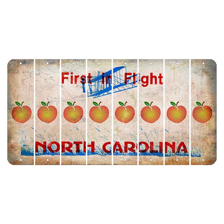 North Carolina First in Flight Cut License Plate Strips (Set of 8) Peach