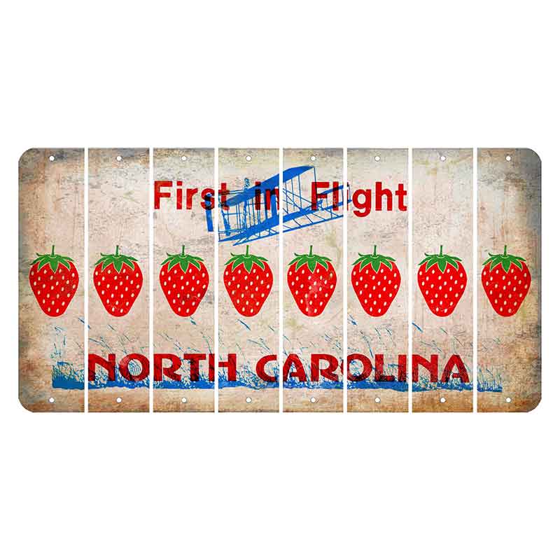 North Carolina First in Flight Cut License Plate Strips (Set of 8) Strawberry