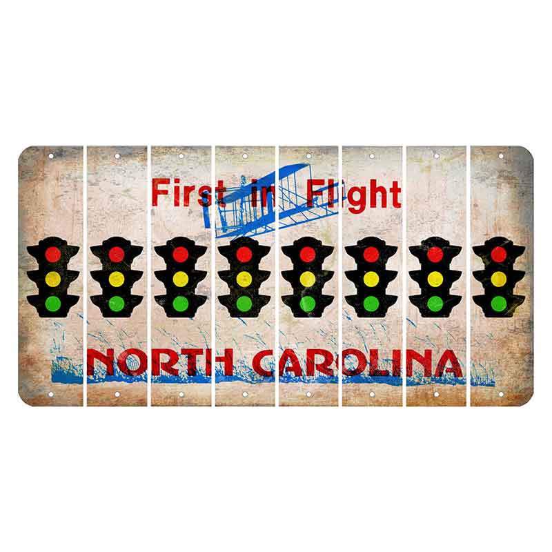 North Carolina First in Flight Cut License Plate Strips (Set of 8) Traffic Light