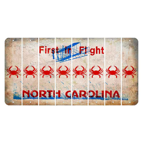 North Carolina First in Flight Cut License Plate Strips (Set of 8) Crab