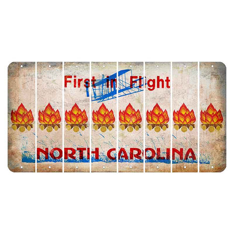 North Carolina First in Flight Cut License Plate Strips (Set of 8) Campfire