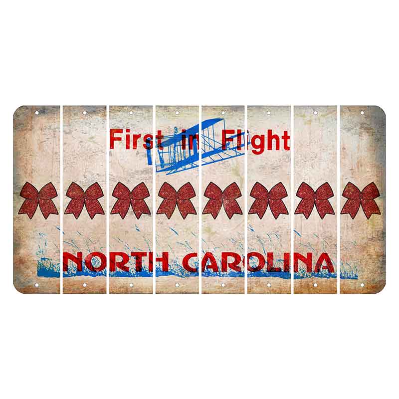 North Carolina First in Flight Cut License Plate Strips (Set of 8) Cheer Bow